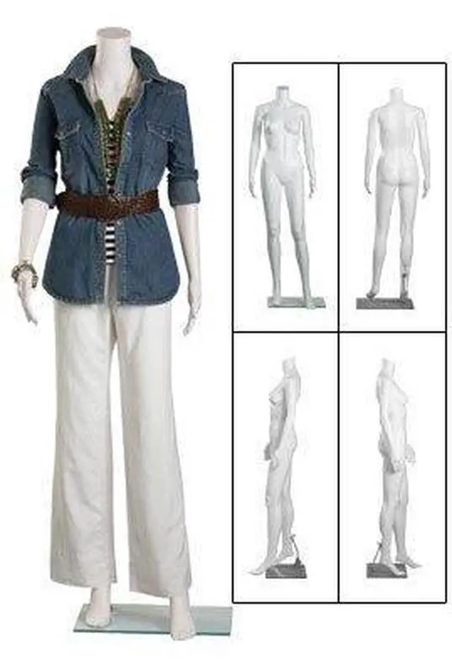 Main image of Female Headless White Plastic Mannequin with Straight Arms - Height 5'4"