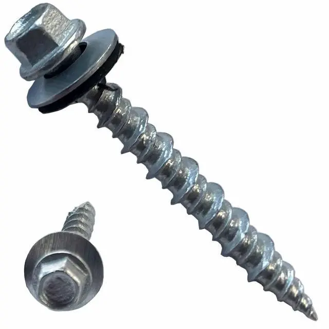 Alt view image 4 of 6 - Metal Roofing Screws - #10 x 1.5 Self Tapping ¼ Hex Head with EPDM Rubber Washer for Metal to Wood, Corrugated Roofing, Siding, Sheds, Pancake Screw - Hex Drive Easy Install - Galvanized (2500)