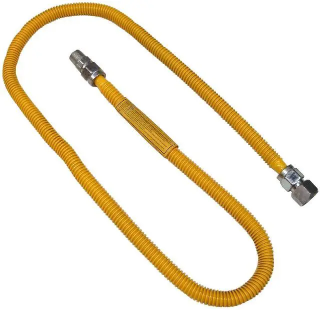 Main image of 10-1257 Flexible Coated Stainless Steel Gas Range Supply Line, 60-Inch, 5/8 Inch ID with 3/4 Inch Pipe Thread Fittings