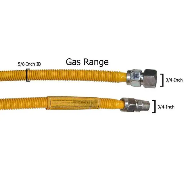 Alt view image 3 of 3 - 10-1257 Flexible Coated Stainless Steel Gas Range Supply Line, 60-Inch, 5/8 Inch ID with 3/4 Inch Pipe Thread Fittings