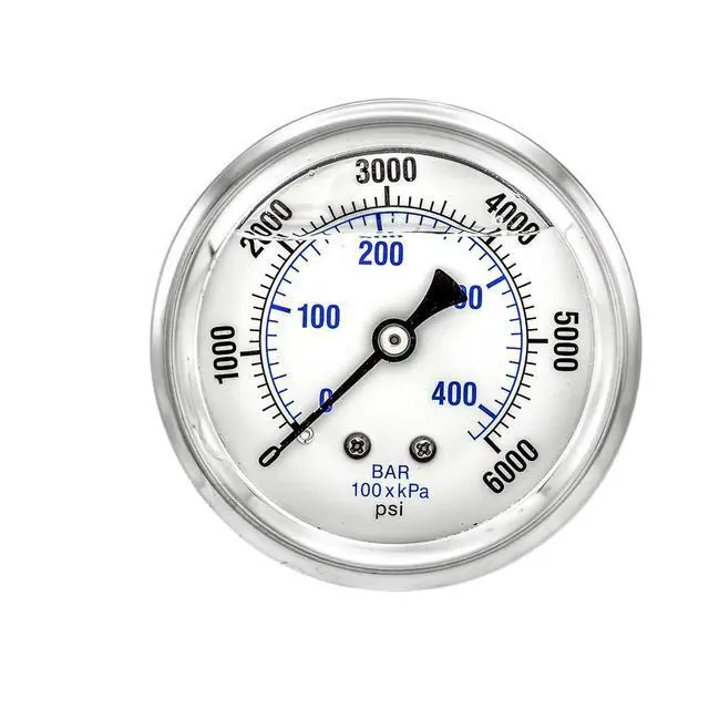 Alt view image 2 of 4 - 25 Pack of Liquid Filled Center Back Mount Pressure Gauge with 2.5" Dial, 0-6000 PSI, 1/4" Male NPT Connection, Stainless Steel CASE and Bezel (25)