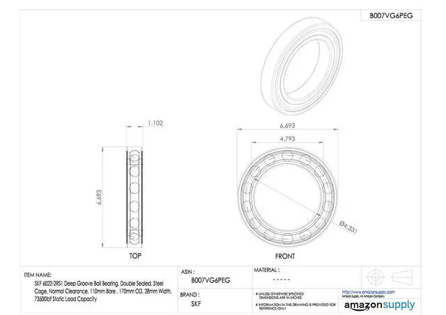 Alt view image 2 of 2 - 6018-2RS1 Deep Groove Ball Bearing, Double Sealed, Steel Cage, Normal Clearance, 90mm Bore, 140mm OD, 24mm Width