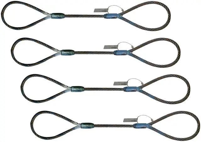 Main image of Eye and Eye Wire Rope Choker Sling, 3/8" x 6' Rigging Lifting Industrial 2,800 lbs (4 Pack)