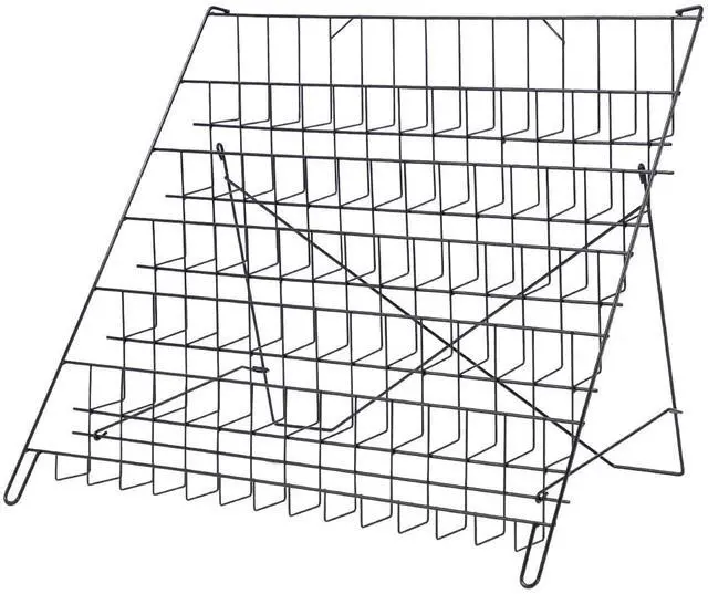 Main image of 6-Tier Black Wire Countertop Rack - 22"H x 29½W x 18"D - Magazine Display Stand - Tabletop Book Display for Comics, Brochures, Cards, and Literature - Sleek, Sturdy, Collapsible Countertop