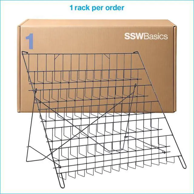 Alt view image 6 of 6 - 6-Tier Black Wire Countertop Rack - 22"H x 29½W x 18"D - Magazine Display Stand - Tabletop Book Display for Comics, Brochures, Cards, and Literature - Sleek, Sturdy, Collapsible Countertop