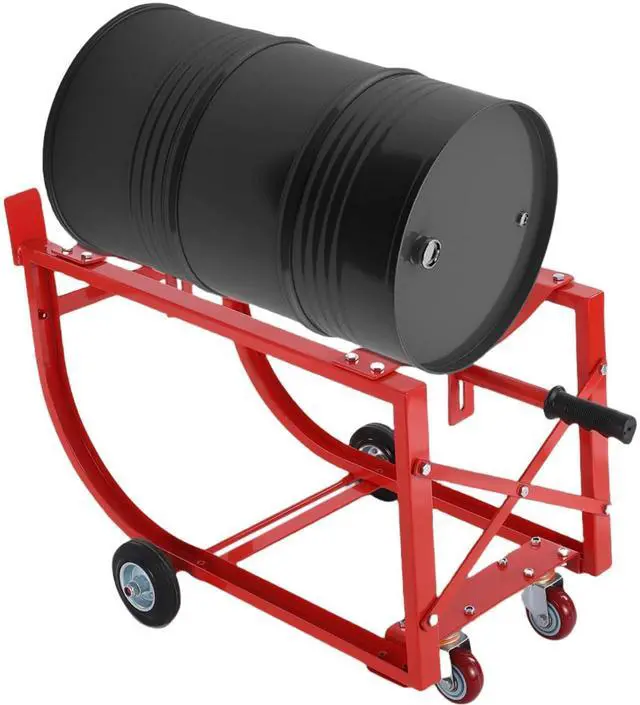 Main image of 55 Gallon Movable Drum Cradle 600 LBS Drums Dolly Cart (Red), Transporting Various Kinds of Round Drums for Workshops, Factories, Garages, Warehouses, Stores, Docks, and Other Places