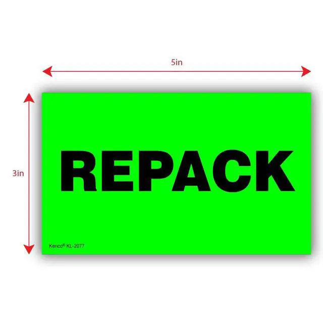 Alt view image 3 of 5 - 3" X 5" Repack Fluorescent Shipping Label Stickers for Shipping and Packing - 500 Adhesive Labels Per Roll (10 Pack)