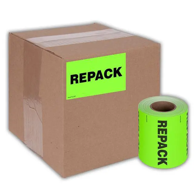 Alt view image 5 of 5 - 3" X 5" Repack Fluorescent Shipping Label Stickers for Shipping and Packing - 500 Adhesive Labels Per Roll (10 Pack)