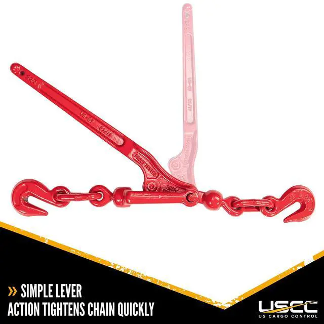 Alt view image 2 of 6 - Lever Load Binder for 1/4" Grade 70 Chain (Working Load Limit: 2,600lb), 4-Pack