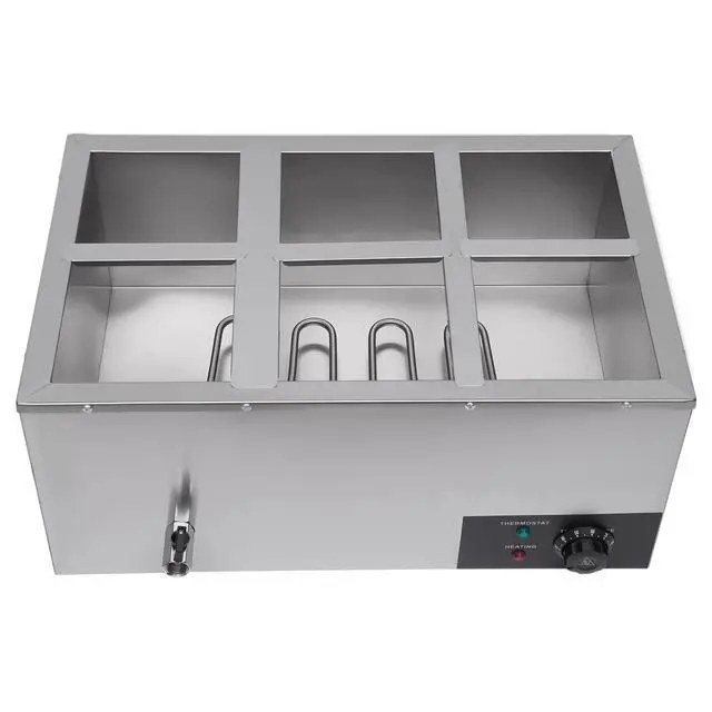 Alt view image 3 of 6 - 6 Pan Commercial Food Warmer Countertop with Lids, Electric Food Warmer Steam Table, 600W Professional Buffet Servers and Warmers Stainless Steel Buffet Bain Marie with 86-185°F Temp Control