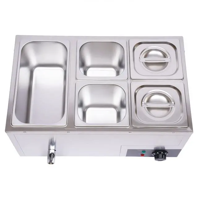 Alt view image 4 of 6 - 5 Pan Commercial Food Warmer Countertop with Lids, Electric Food Warmer Steam Table, 600W Professional Buffet Servers and Warmers Stainless Steel Buffet Bain Marie with 86-185°F Temp Control