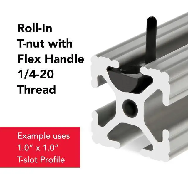 Alt view image 4 of 6 - 8020, 3376, 10 Series, 1/4-20 Steel Roll in T Nut with Flex Handle - T Slot T-Nut Accessories for T Slot Aluminum Extrusion - Hardware Nuts (100 Pack)