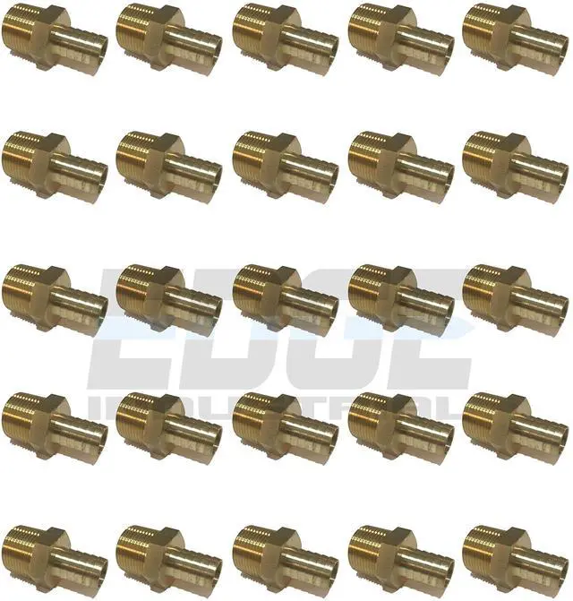 Main image of 3/4" Hose ID to 1" Male NPT MNPT Straight Brass Fitting Fuel/AIR/Water/Oil/Gas/WOG (Qty 25)