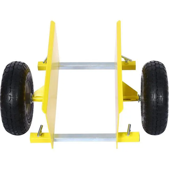 Alt view image 6 of 6 - Heavy Duty Panel Dolly, Adjustable Door Dollys with Wheel, 2 10" Pneumatic Wheels 600LBS Load Bearing for Drywall Sheet Heavy Appliance & Material Handling All Terrain Moving Cart Panel Dolly - Yellow