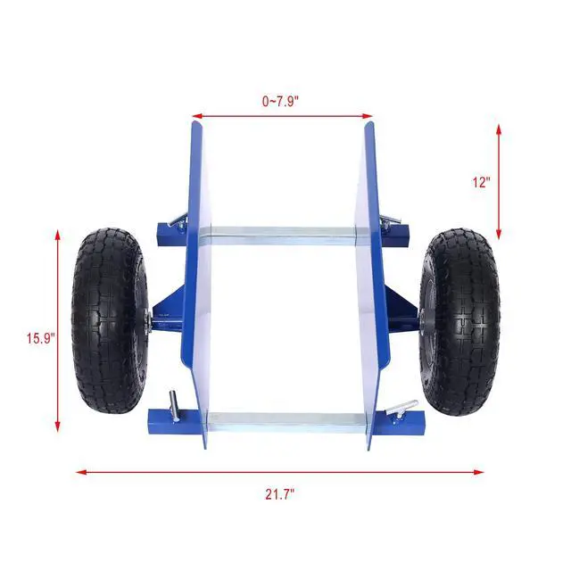 Alt view image 2 of 6 - Heavy Duty Panel Dolly, Adjustable Door Dollys with Wheels, 2 10" Pneumatic Wheels 600LBS Load Bearing for Drywall Sheet Heavy Appliance & Material Handling All Terrain Moving Cart Panel Dolly - Blue