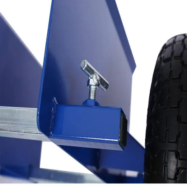 Alt view image 4 of 6 - Heavy Duty Panel Dolly, Adjustable Door Dollys with Wheels, 2 10" Pneumatic Wheels 600LBS Load Bearing for Drywall Sheet Heavy Appliance & Material Handling All Terrain Moving Cart Panel Dolly - Blue