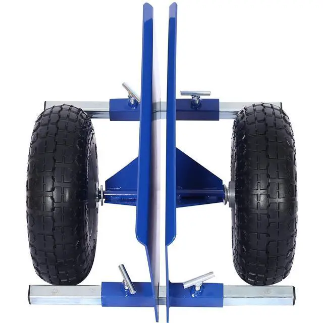 Alt view image 6 of 6 - Heavy Duty Panel Dolly, Adjustable Door Dollys with Wheels, 2 10" Pneumatic Wheels 600LBS Load Bearing for Drywall Sheet Heavy Appliance & Material Handling All Terrain Moving Cart Panel Dolly - Blue
