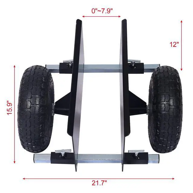 Alt view image 2 of 6 - Heavy Duty Panel Dolly, Adjustable Door Dollys with Wheels, 2 10" Pneumatic Wheels 600LBS Load Bearing for Drywall Sheet Heavy Appliance & Material Handling All Terrain Moving Cart Panel Dolly - Black