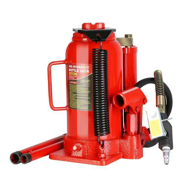 Alt view image 5 of 6 - 20 Ton Air Hydraulic Bottle Jack with Manual Hand Pump, Heavy Duty Auto Truck Travel Trailer Repair Lift for Pickup Truck, RV, Auto Repair, Industrial Engineering and Heavy Equipment (Red)