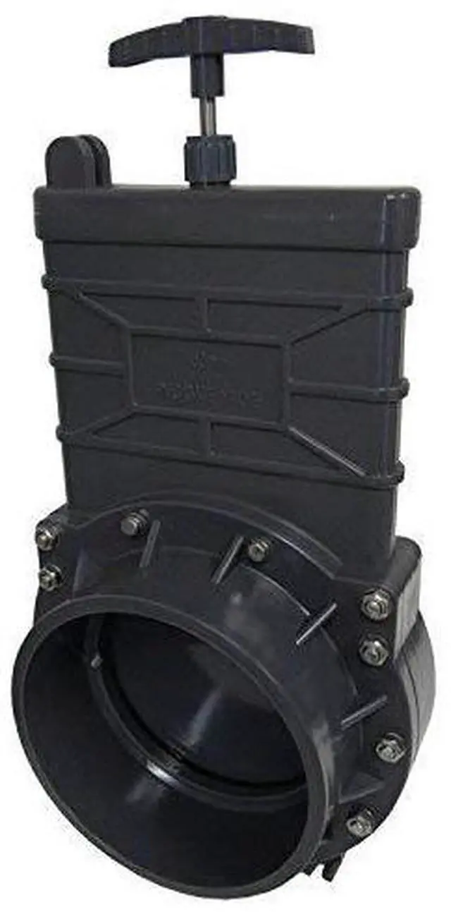 Main image of 6 Inch SCH 80 PVC Gate Valve, Socket x Socket Connection, ABS Handle, Stainless Steel Stem, NBR Seat/O-Ring, Max Pressure 42 PSI, for Pipe Flow Regulation Slip X Slip