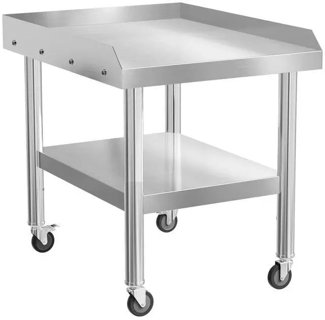 Main image of Stainless Steel Equipment Stand with Wheels, 24" L x 30" W x 26" H NSF Stainless Steel Table Grill Stand Table with Adjustable Undershelf for Commercial Kitchen Restaurant