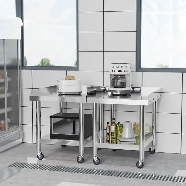 Alt view image 2 of 6 - Stainless Steel Equipment Stand with Wheels, 24" L x 30" W x 26" H NSF Stainless Steel Table Grill Stand Table with Adjustable Undershelf for Commercial Kitchen Restaurant