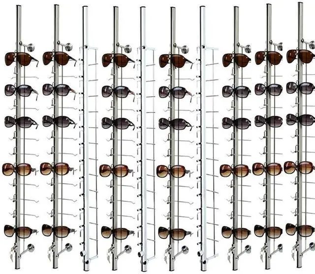 Main image of 10 Pcs/Set Eyeglass Dispaly Rod Sunglasses Rack Organizer Aluminium Glasses Display Stand Holder with Lock for Optical Shop Glasses Mall (10 Pcs 43.3 12 Frames with Lock)