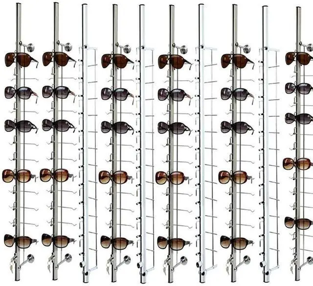 Main image of 10 Pcs/Set Eyeglass Dispaly Rod Sunglasses Rack Organizer Aluminium Glasses Display Stand Holder with Lock for Optical Shop Glasses Mall (10 Pcs 48 14 Frames with Lock)