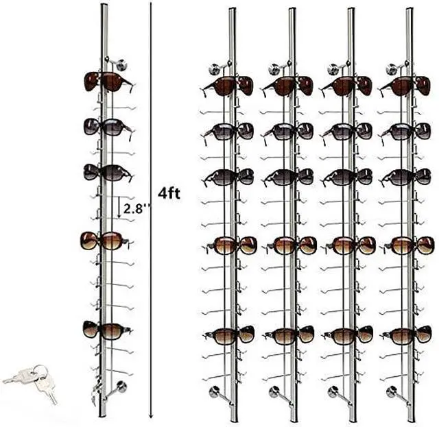 Alt view image 2 of 6 - 10 Pcs/Set Eyeglass Dispaly Rod Sunglasses Rack Organizer Aluminium Glasses Display Stand Holder with Lock for Optical Shop Glasses Mall (10 Pcs 48 14 Frames with Lock)