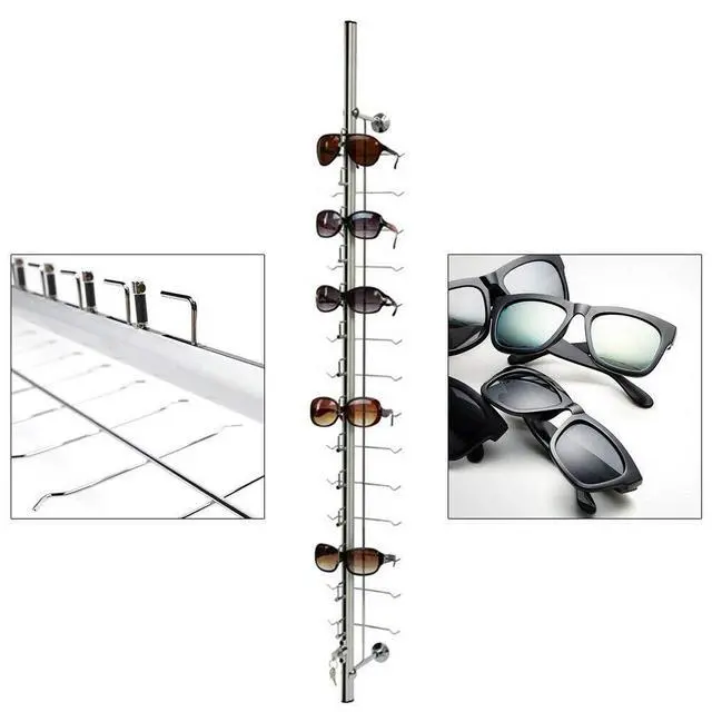 Alt view image 4 of 6 - 10 Pcs/Set Eyeglass Dispaly Rod Sunglasses Rack Organizer Aluminium Glasses Display Stand Holder with Lock for Optical Shop Glasses Mall (10 Pcs 48 14 Frames with Lock)
