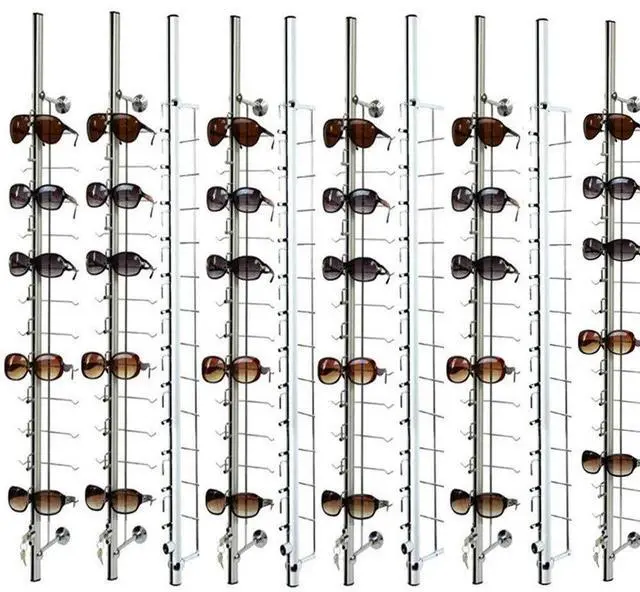 Main image of Eyeglasses Display Rods, 10pcs/set Wall Mounted Sunglasses Storage Organizer, 14-Frame Lockable Eyewear Collection Glasses Display Rack Frame Eyeglasses Holder Stand for Optical Shop Glasses Mall