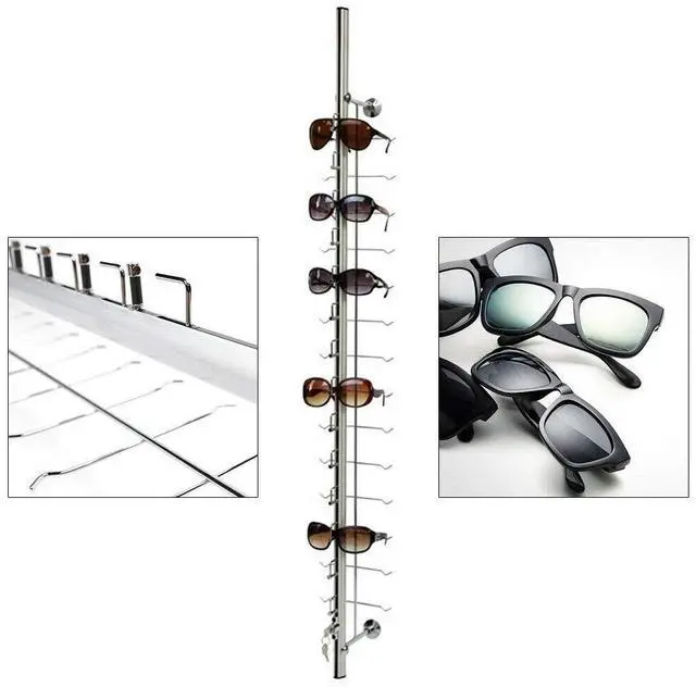 Alt view image 3 of 6 - Eyeglasses Display Rods, 10pcs/set Wall Mounted Sunglasses Storage Organizer, 14-Frame Lockable Eyewear Collection Glasses Display Rack Frame Eyeglasses Holder Stand for Optical Shop Glasses Mall