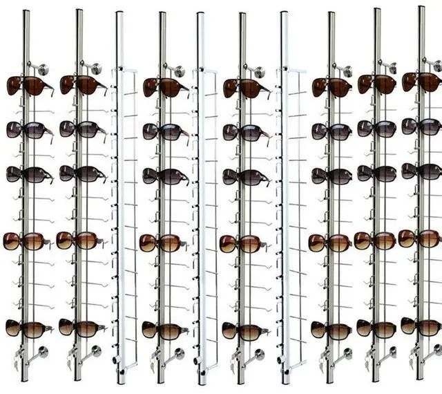 Main image of Eyeglasses Display Rods, 10pcs/set Wall Mounted Sunglasses Storage Organizer, 12-Frame Lockable Eyewear Collection Glasses Display Rack Frame Eyeglasses Holder Stand for Optical Shop Glasses Mall