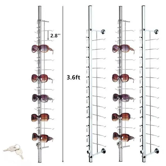 Alt view image 2 of 6 - Sunglasses Rack Eyeglass Frame Stand 8pcs/set Lockable Sunglasses Holder Organizer Storage Eyewear Glasses Display Stand Decorative Display Rod