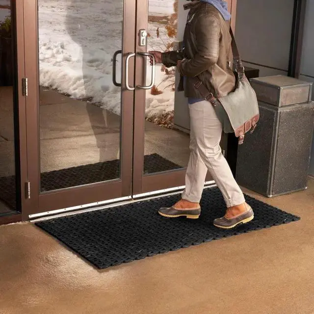 Main image of USA Made Heavy Duty Rubber Tire Link Mat, Commercial Grade Outdoor Entryway & Anti-Fatigue Floor Mat, Recycled Rubber on Steel Wire (2' x 4')