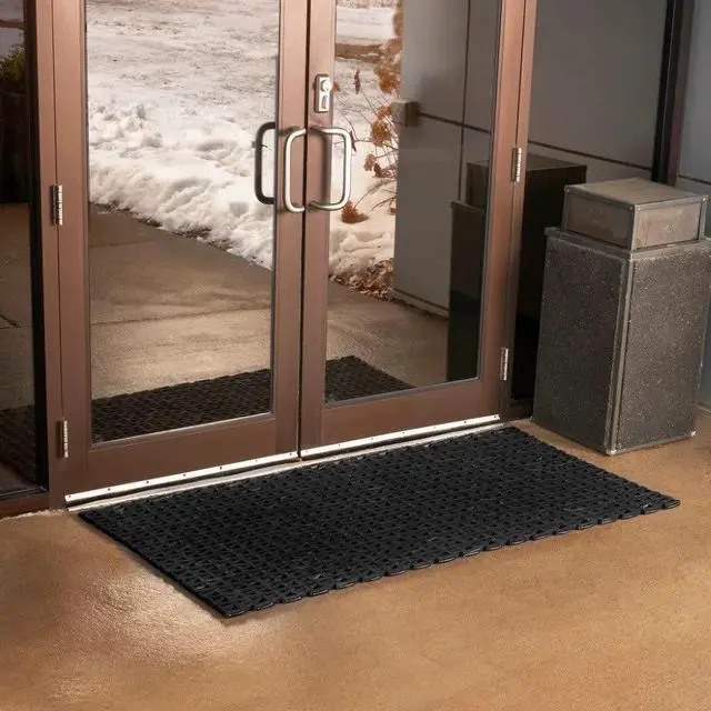 Alt view image 5 of 5 - USA Made Heavy Duty Rubber Tire Link Mat, Commercial Grade Outdoor Entryway & Anti-Fatigue Floor Mat, Recycled Rubber on Steel Wire (3' x 5')