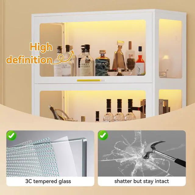 Alt view image 6 of 6 - 65" H Tall Metal Display Cabinet with Glass Doors & RGB LED Lights, 4-Tier Collectible Display Case for Scale Figures, Collectibles, Books, White