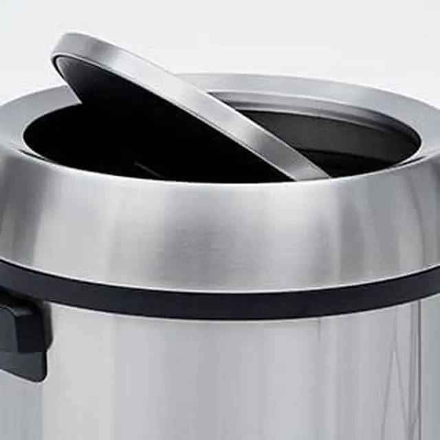 Alt view image 4 of 6 - 65 L Swing Open Trash Can, Commercial Grade Heavy Duty Brushed Stainless Steel Waste Bins, 17 gal Flip Top Lid Garbage Can, Outdoor | Home | Kitchen