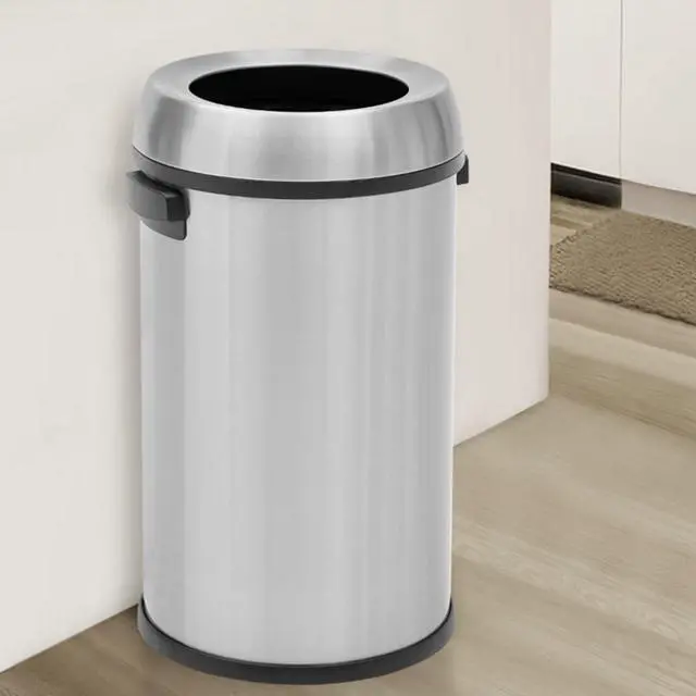 Main image of 65 L Open Top Trash Can, Commercial Grade Heavy Duty Brushed Stainless Steel Garbage Can Large Waste Bins, Outdoor | Home | Kitchen
