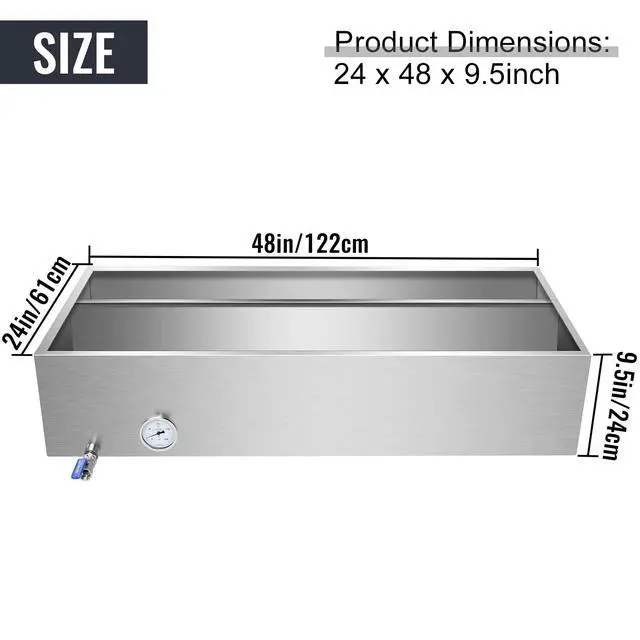 Alt view image 2 of 6 - Maple Syrup Evaporator Pan, Stainless Steel Syrup Evaporator Divided Pan with Valve and Thermometer, Maple Syrup Boiling Pan for Boiling Maple Syrup 48x24x9.5 Inch