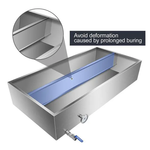 Alt view image 4 of 6 - Maple Syrup Evaporator Pan, Stainless Steel Syrup Evaporator Divided Pan with Valve and Thermometer, Maple Syrup Boiling Pan for Boiling Maple Syrup 48x24x9.5 Inch
