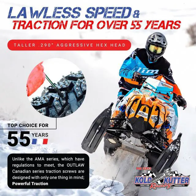 Alt view image 3 of 6 - Kold Kutter Outlaw Series Traction Screws (#12 1.5" 24TPI 250 Pack) Winter Ice & Snow Tire Heavy Duty Studs Spikes for Racing Dirt Bikes, ATVs, Motorcycles, and Snowmobiles Tracks