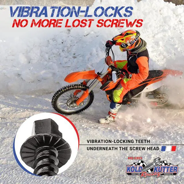 Alt view image 6 of 6 - Kold Kutter Outlaw Series Traction Screws (#12 1" 500 Pack) Winter Ice & Snow Tire Heavy Duty Studs Spikes for Racing Dirt Bikes, ATVs, Motorcycles, and Snowmobiles Tracks