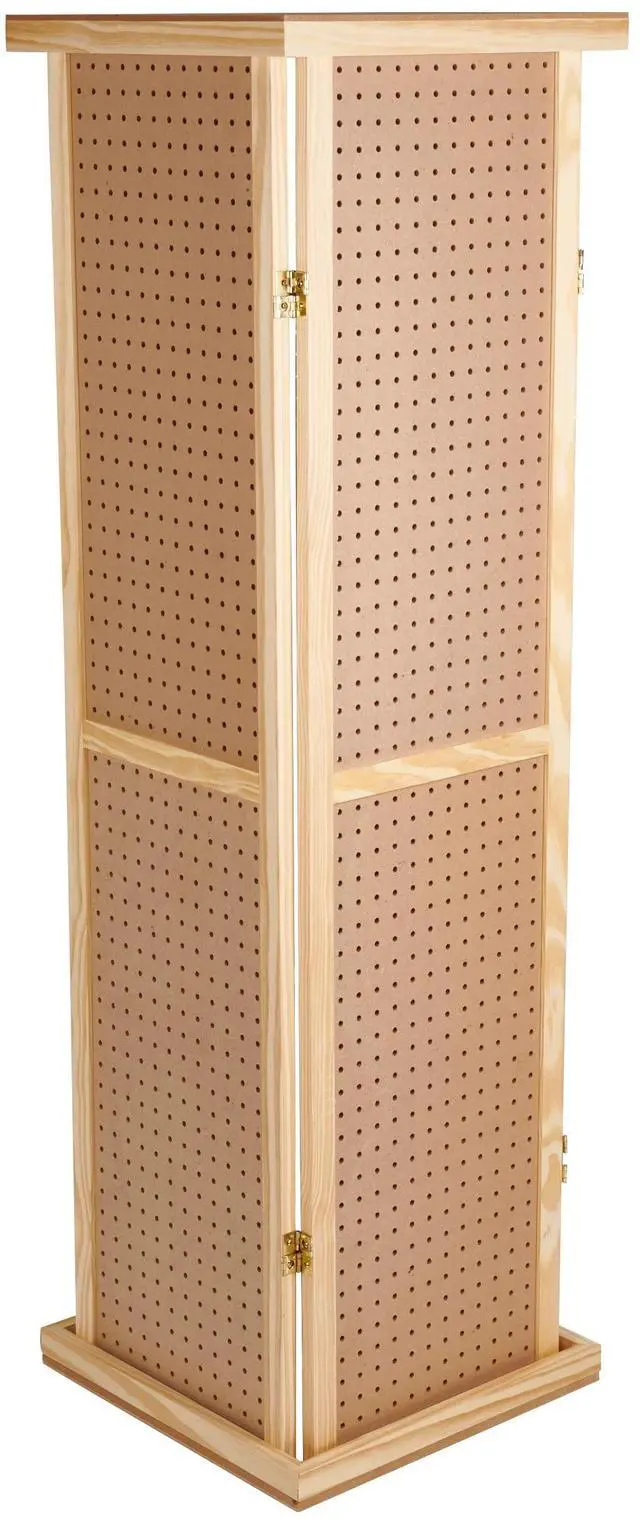 Alt view image 4 of 6 - 5'H Rotating Pegboard Display Tower with Base and Top - Four-Sided Jewelry