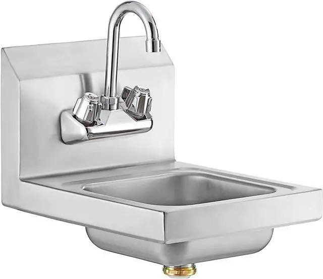 Main image of 12" x 12" Stainless Steel Wall Mount Hand Sink with Gooseneck Faucet NSF Certified | Compact Commercial Use