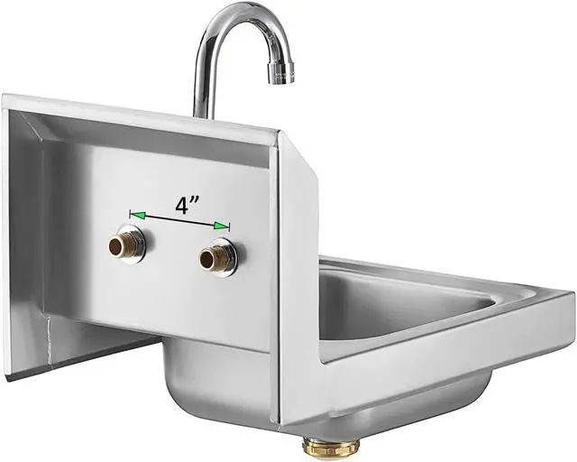 Alt view image 3 of 4 - 12" x 12" Stainless Steel Wall Mount Hand Sink with Gooseneck Faucet NSF Certified | Compact Commercial Use