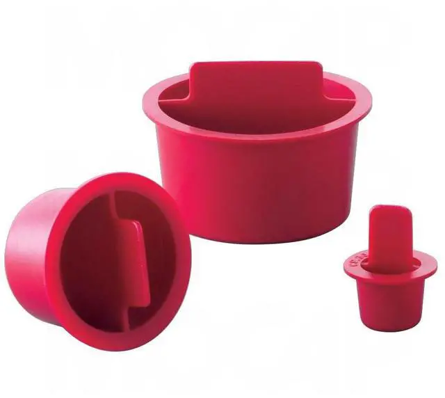 Main image of CP1.17/1.28RD1 Center Pull Tapered Plug - OD 1.179-1.286"(29.9-32.7mm), Flange OD 1.440"(36.6mm), Len 0.750"(19.1mm) - Red LDPE (qty1500)