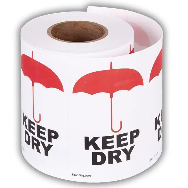 Alt view image 2 of 5 - 3" X 5" Keep Dry Safe Handling Warning Stickers for Shipping and Packing - 500 Permanent Adhesive Labels Per Roll (10 Pack)