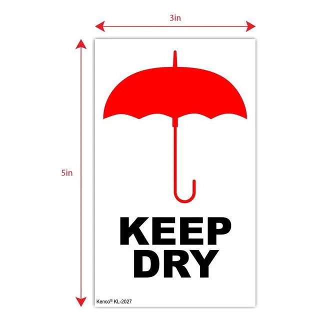 Alt view image 3 of 5 - 3" X 5" Keep Dry Safe Handling Warning Stickers for Shipping and Packing - 500 Permanent Adhesive Labels Per Roll (10 Pack)