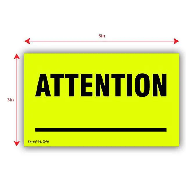 Alt view image 3 of 5 - 3" X 5" Attention Fluorescent Shipping Label Stickers for Shipping and Packing -500 Adhesive Labels Per Roll (10 Pack)